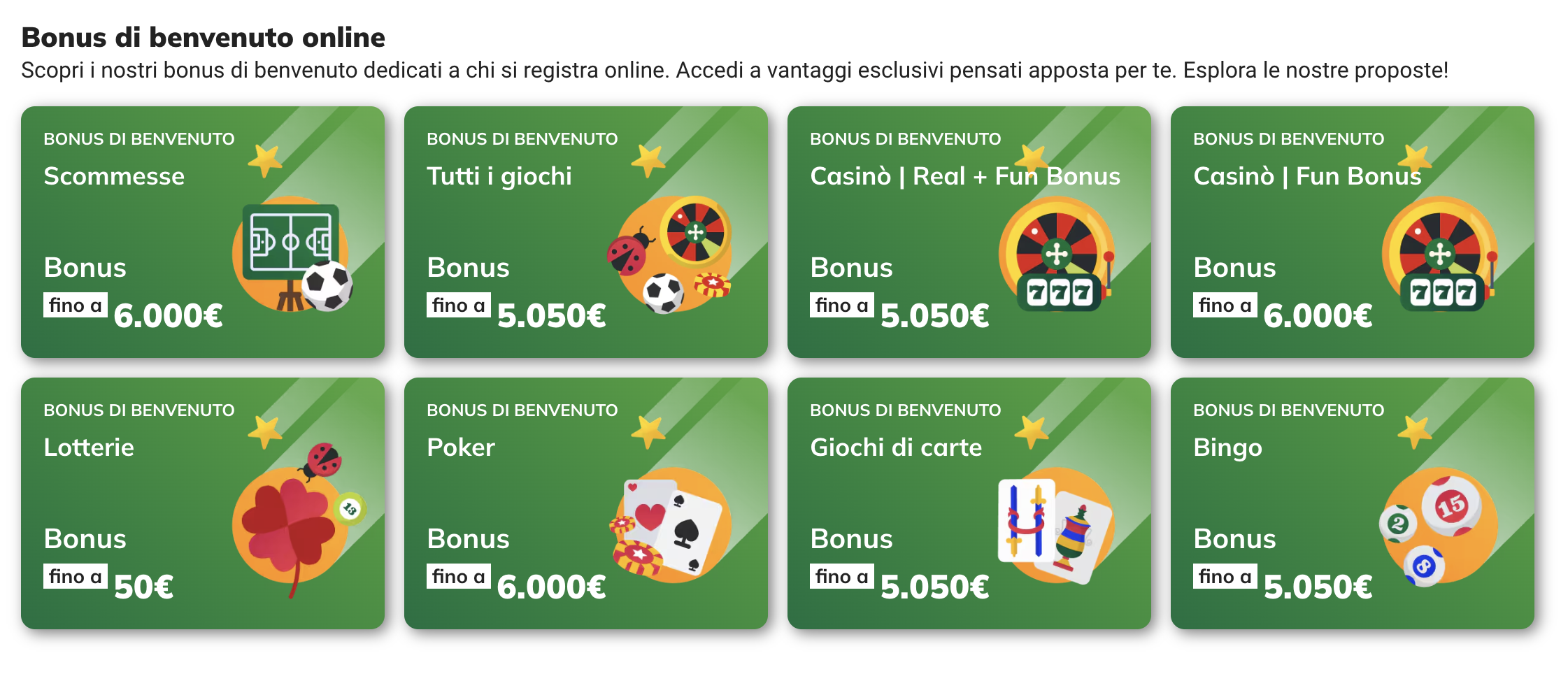 Bonus di benvenuto Sisal fino a 6000€ per scommesse sportive